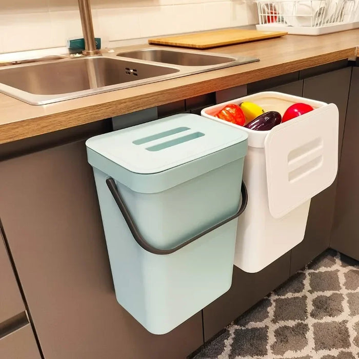 Kitchen Food Waste Bin — Small Countertop Compost Caddy with Lid, Wall-Mountable (3L & 5L)