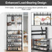 5-Tier Metal Coat Stand with Shoe Rack & 8 Hooks – Freestanding Hall Tree, Black