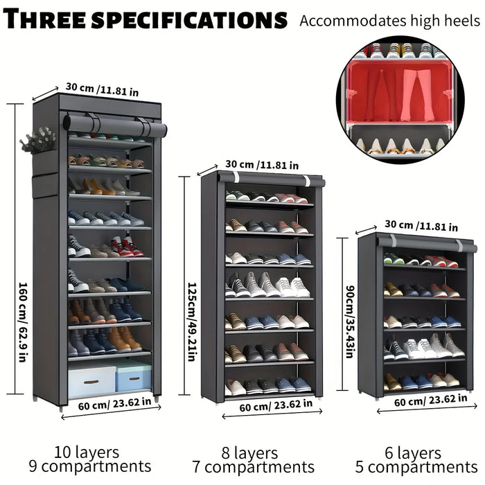 6–10 Tier Multi‑Layer Shoe Cabinet with Dust‑Proof Rolling Shutter — Space‑Saving, Easy Assembly