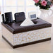 Faux Leather Tissue Box Cover with Remote Holder — Living Room & Desktop Organiser