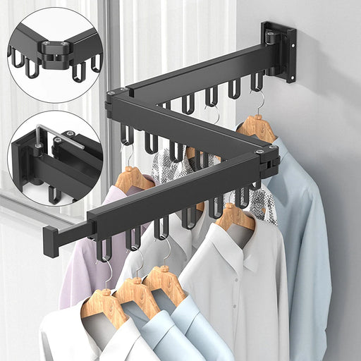 Retractable Wall-Mounted Folding Clothes Hanger — Aluminium, Indoor & Outdoor