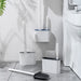 Wall-mounted Silicone Toilet Brush & Holder — Long Non-slip Handle, Ventilated Case, No-drill Fit