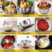 6-Piece Stainless Steel Nesting Mixing Bowls with Black Lids and Non-Slip Bases