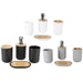 4-piece Bamboo-Accent Bathroom Set — Dispenser, Toothbrush Holder, Tumbler & Soap Dish