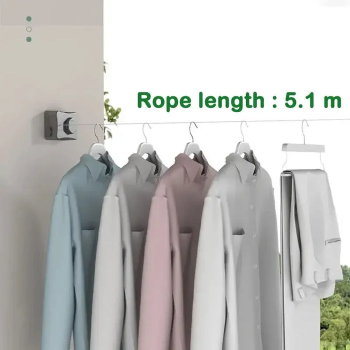 Wall-Mounted Retractable Clothesline — Space-Saving Adjustable Indoor Laundry Line