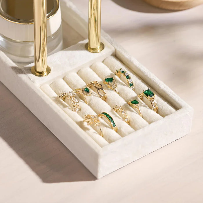 Two-Level T-Style Wooden Bangle Stand – Velvet-Lined Jewellery Display