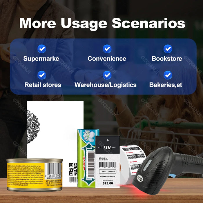 1D/2D Wireless Barcode Scanner – Bluetooth & 2.4G Handheld (LCD option)