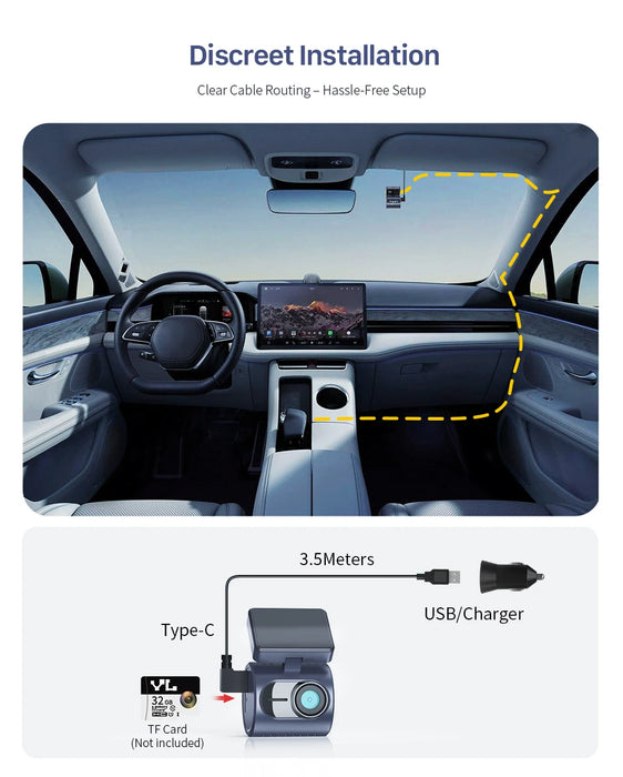 MINI 3 Pro 2K Dash Cam — Tiny Wi‑Fi Dashcam with Voice Control & Parking Mode