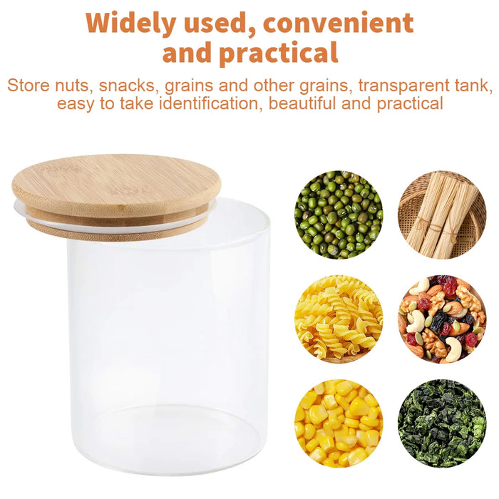 10-piece Glass Storage Jar Set — 5×250ml & 5×350ml with Airtight Bamboo Lids, Labels & Spoon