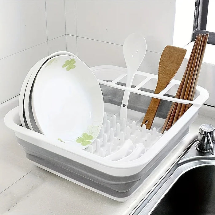 Large Plastic Dish Rack with Utensil Holder — Lightweight Drainer for Home, RV & Small Spaces
