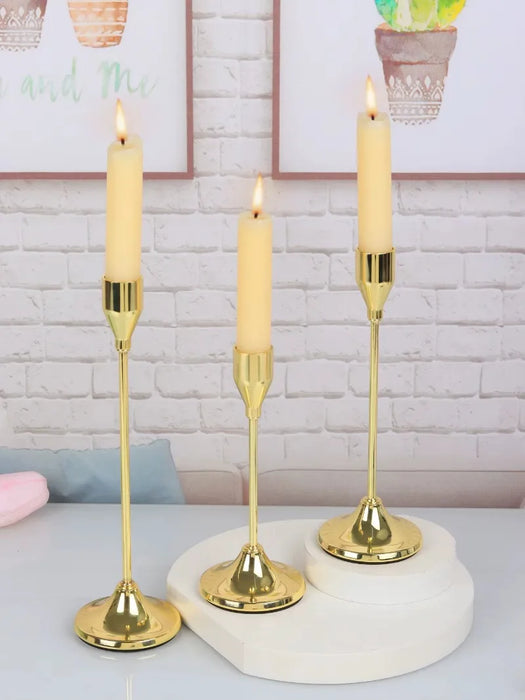 3-Piece European-Style Metal Candlestick Set – Wedding & Table Holders