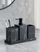 4-Piece Marble-Pattern Resin Bathroom Set — Lotion/Soap Dispenser, Toothbrush Holder, Tumbler & Tray (Black or White)