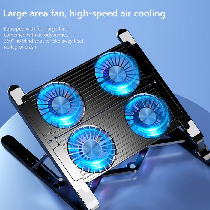 Foldable Laptop Cooling Pad — 2 or 4 Fans, RGB, 7 Heights for 11–17.3-inch Laptops