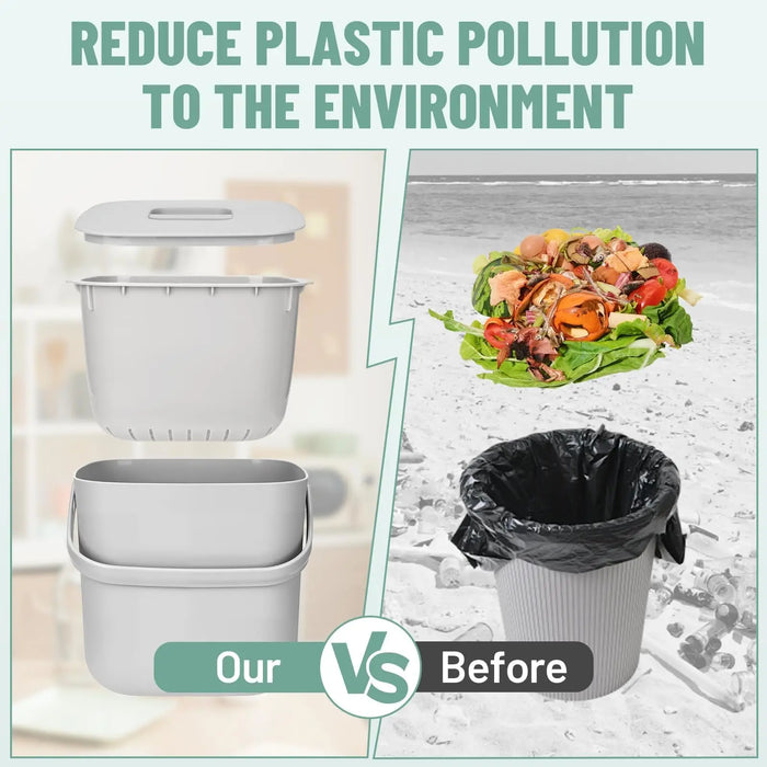 Kitchen Compost Bin with Lid — 7L Countertop Organic Waste Container, Odour-proof, Easy to Clean