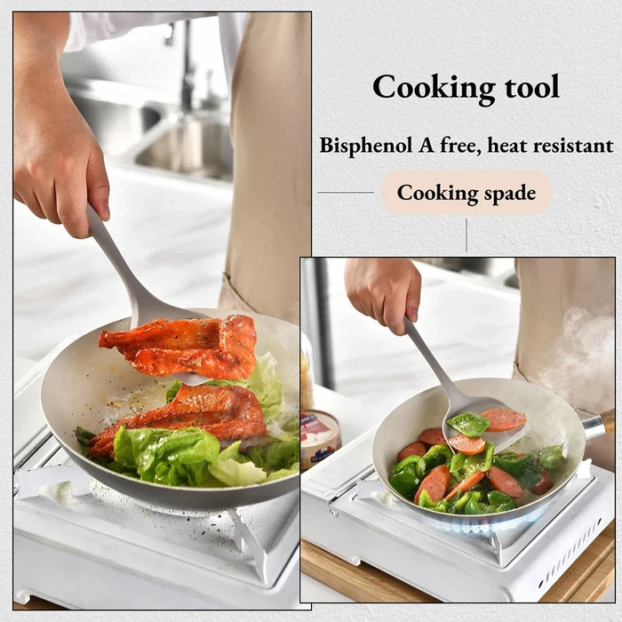 15-Piece Khaki Silicone Kitchen Utensil Set — Food-Grade Cookware Tools