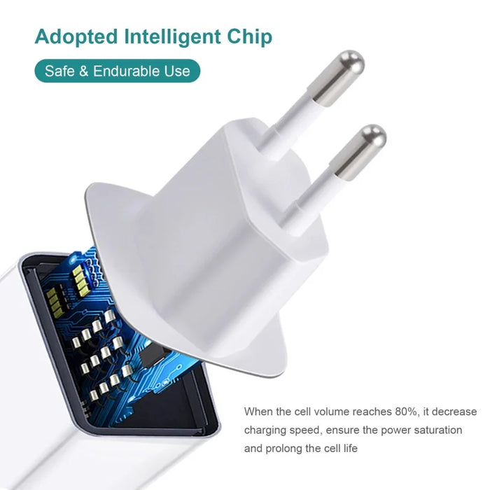 65W GaN USB‑C PD 3.0 2‑Port Wall Charger — USB‑A + USB‑C, White (UK/EU/US/AU plugs)