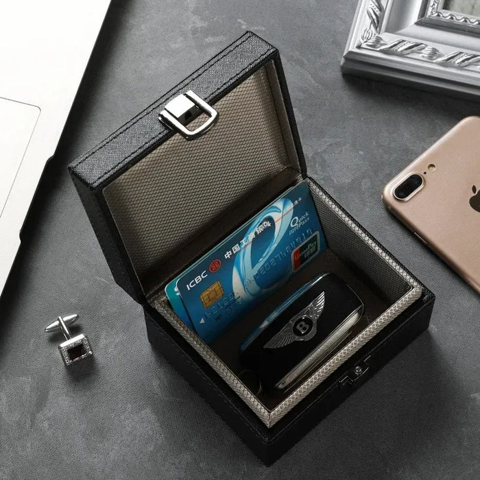 Cross-Pattern RFID Signal-Blocking Leather Key Organiser — Small & Large