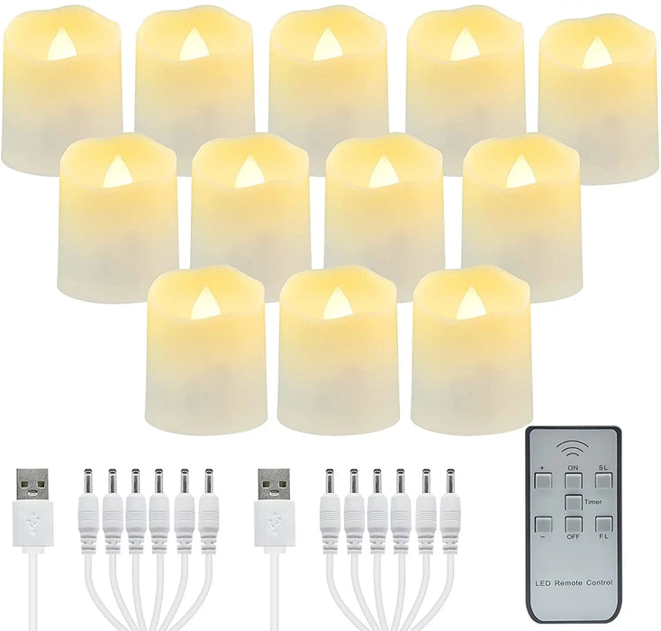 Rechargeable LED Tea Lights with Remote — Flameless Timer Candles (Warm & Colour)