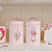 Pink Metal Canister Tins – Pack of Two – Tea, Coffee & Sugar Storage (18 x 10.5 cm) Airtight
