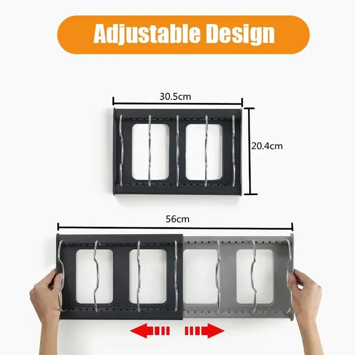 Expandable Stainless Steel Pot & Pan Rack — 7-Divider Cookware Organiser