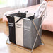 Foldable Laundry Basket with Aluminium Frame & 600D Oxford Fabric — 3‑Grid Large Capacity