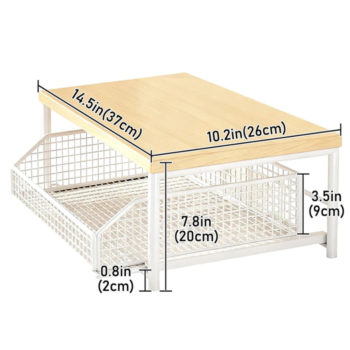 2026 Kitchen Countertop Organiser Rack — Pull-Out Shelf for Microwave, Coffee Machine & Printer