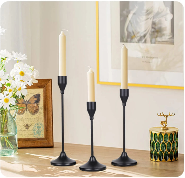 3-Piece European-Style Metal Candlestick Set – Wedding & Table Holders