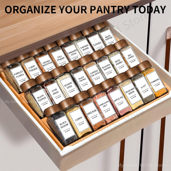 13-piece Glass Spice Jars with Bamboo Lids, 120ml Square Seasoning Jars with Shaker Lids, Labels & Funnel