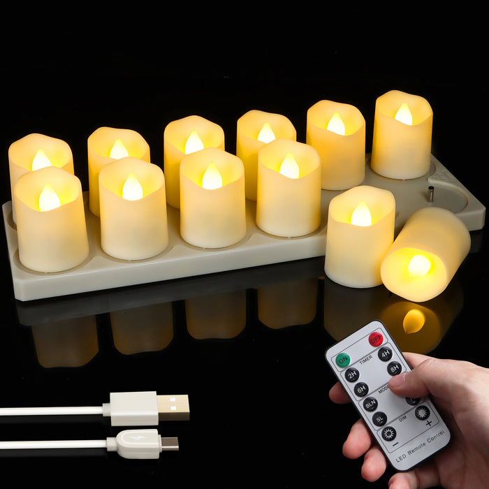 Rechargeable LED Tea Lights with Remote & Timer — Flameless Warm and Colour Modes
