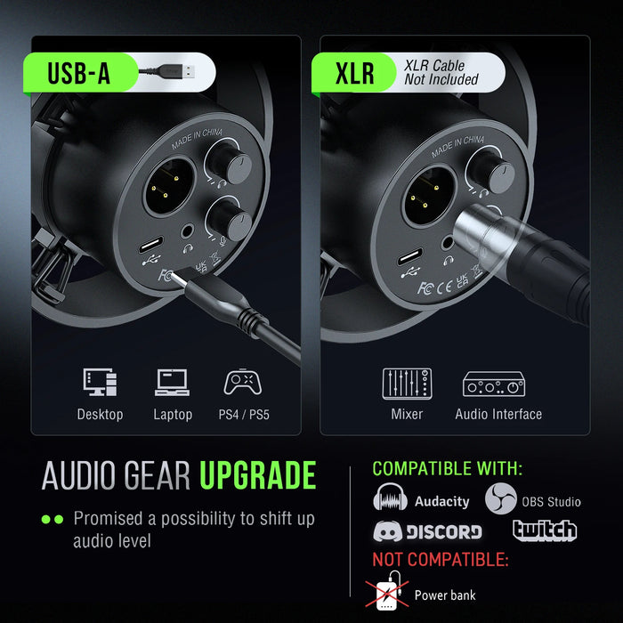 USB/XLR Dynamic Microphone K688 — Shock Mount, Touch Mute & Headphone Monitor
