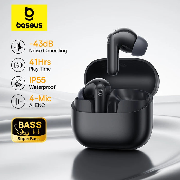 Baseus E Series – ANC True Wireless Earbuds, 12mm SuperBass, Bluetooth 6.0