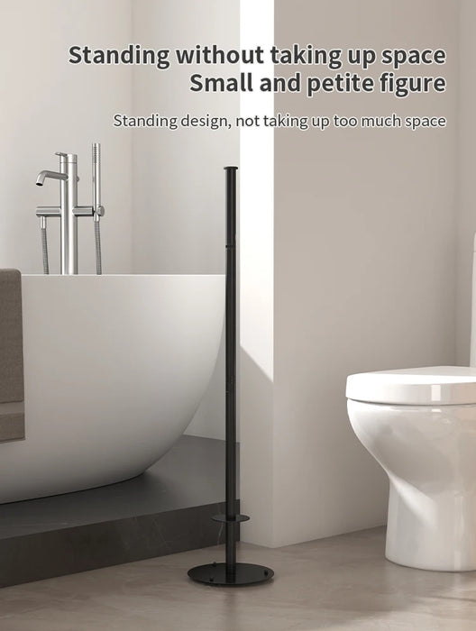 Foldable Floor-Standing Toilet Roll Holder with Reinforced Base, Standalone Dispenser
