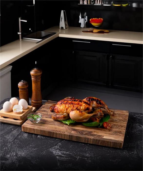 Large Teak Wood Cutting Board — 16.5 x 11.8 in or 13.3 x 9.5 in, 1 in Thick