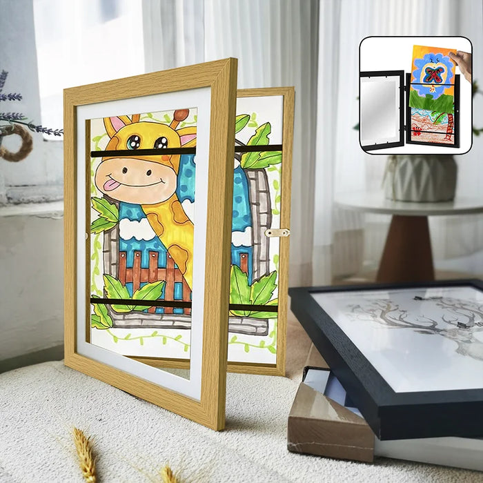 Magnetic A4 Wood Flap Art Frame — Store & Display Children’s Artwork
