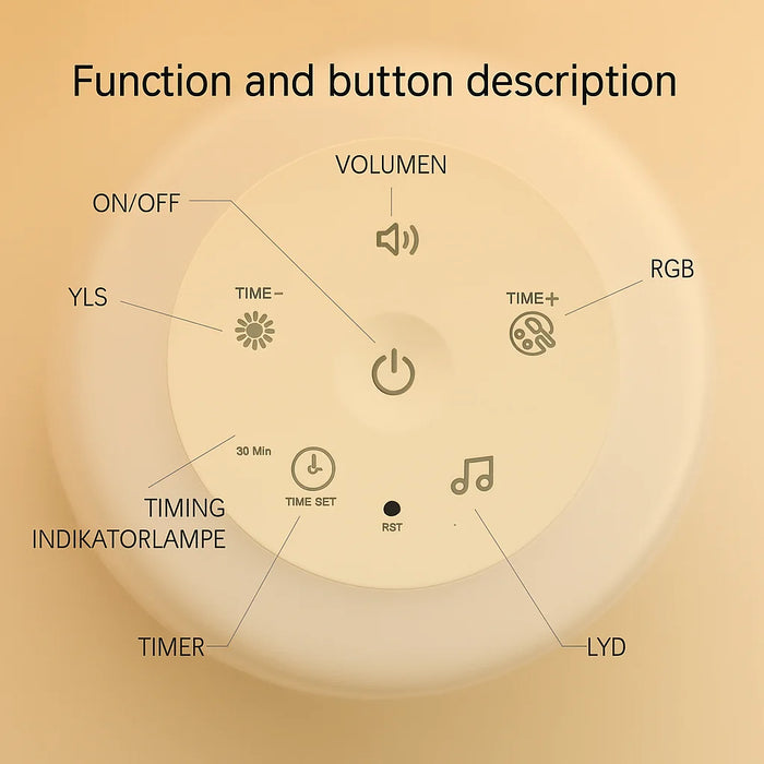 White Noise Machine with Night Light — Portable USB Rechargeable, 19 Soothing Sounds