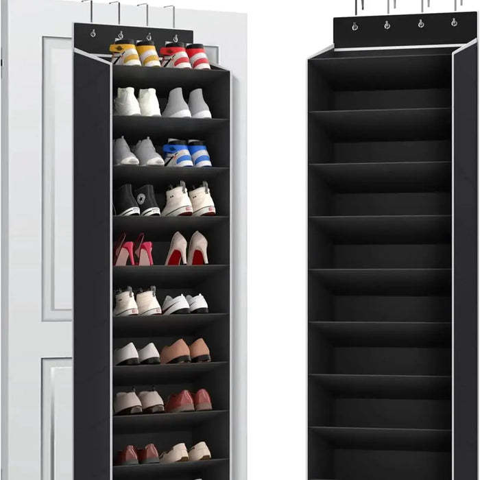 10-Tier Over-the-Door Shoe Organiser — Deep Pocket Hanging Rack (74in x 17in x 11in)