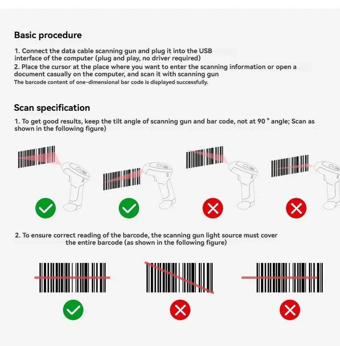 2D/1D Handheld Barcode Scanner — Wired, 2.4G Wireless & Bluetooth QR Reader