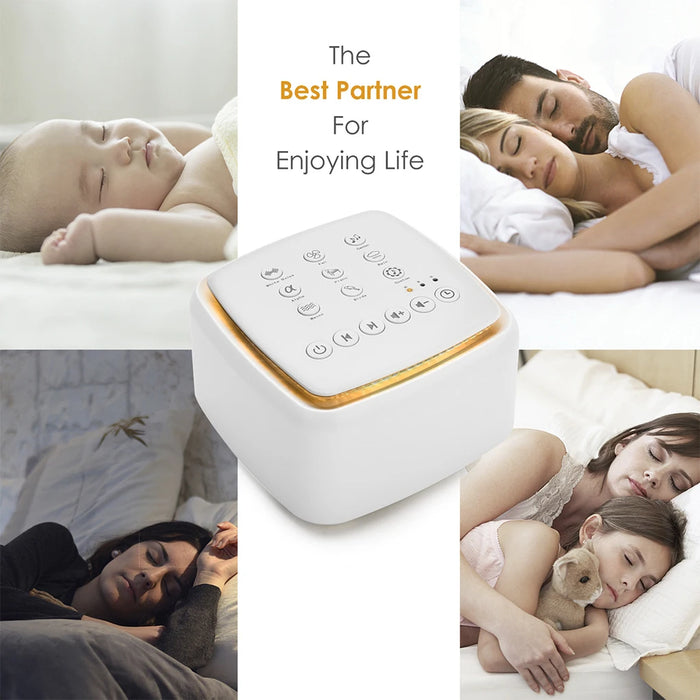 Rechargeable White Noise Machine – 30 Soothing Sounds & Warm Light