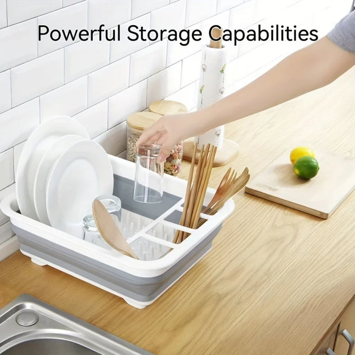 Large Plastic Dish Rack with Utensil Holder — Lightweight Drainer for Home, RV & Small Spaces