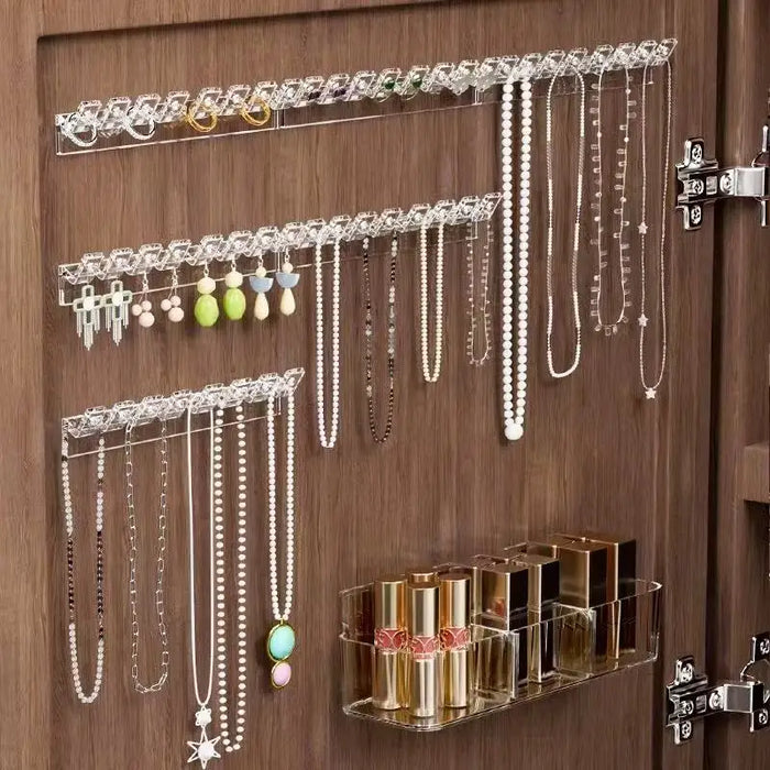 Necklace Storage Rack — 3/6/12/18pcs Wall-Mounted Anti-Tangle Jewellery Display with 8 Hooks