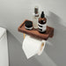 Wall-Mounted Toilet Roll Holder with Wood Shelf and Brass Fittings – Single Roll