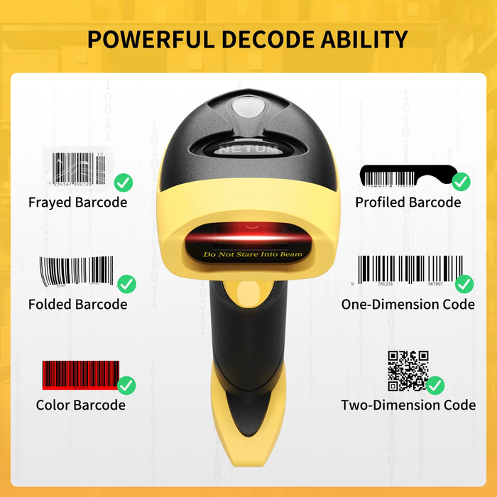 NETUM L8BL Pro Bluetooth 2D QR & PDF417 Wireless Barcode Scanner