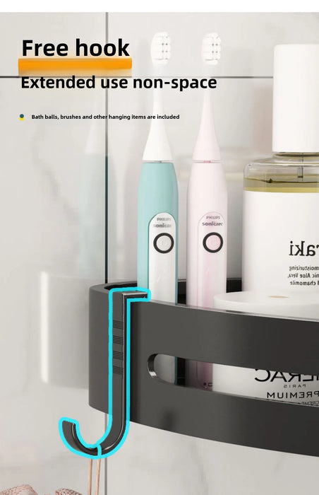 2pcs Corner Bathroom Shelf — Single-Tier Stainless Steel, No‑Drill Adhesive, Model FGR342