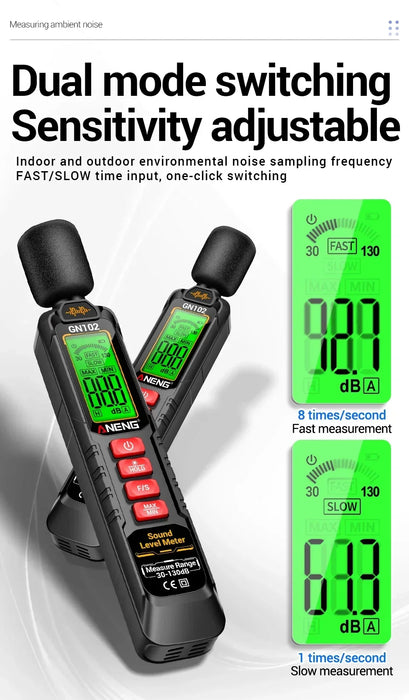 GN102 Sound Level Meter 30–130 dB — Portable Digital Decibel Meter