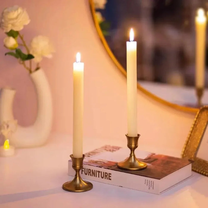 Vintage Elegant Tabletop Candle Holders – Metal & Aluminium, Single or 3‑Piece Sets