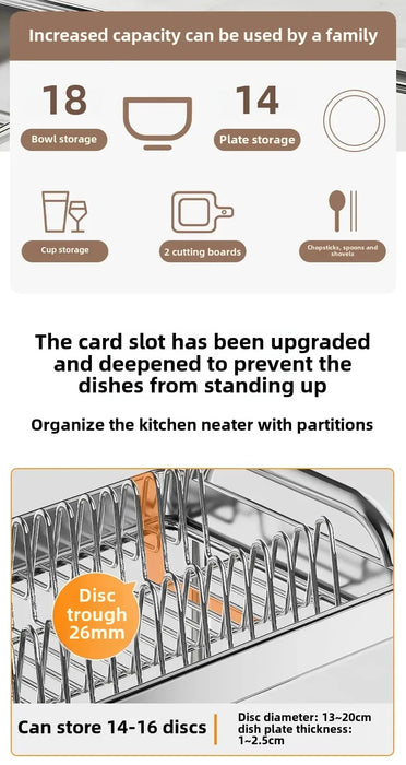 2- or 3-Tier Stainless Steel Dish Rack — Deep Plate & Bowl Drainer