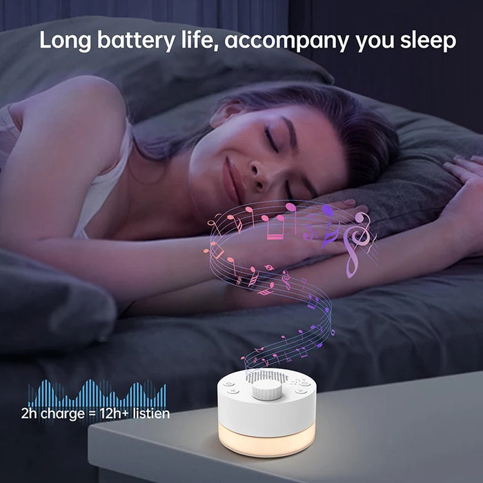 Portable White Noise Machine — 24 Soothing Sounds, Warm Night Light & Memory
