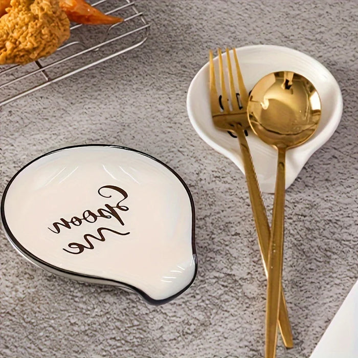 White Ceramic Spoon Holder & Tray – Versatile Kitchen Organiser