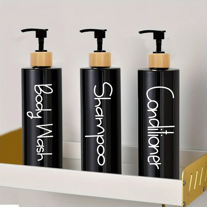 3-Pack Refillable Hand Pump Soap Dispensers – 500ml, Bamboo & Plastic