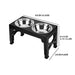 Adjustable Raised Dog Feeding Station with Two Stainless Steel Bowls - Black